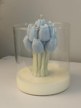Świeca Tulipan Panna Cotta z maliną