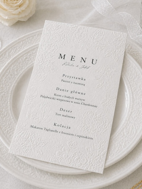 Menu tłoczone - floral